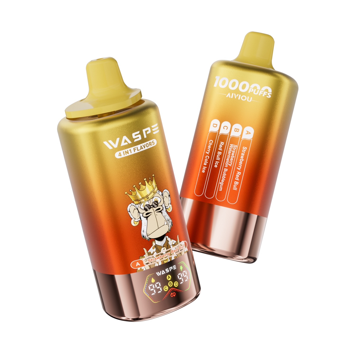 WASPE 100k (4 в 1) — Strawberry Red Bull,  Strawberry Watermelon Bubble Gum, Red Bull Ice, Cherry Cola Ice — WASPE